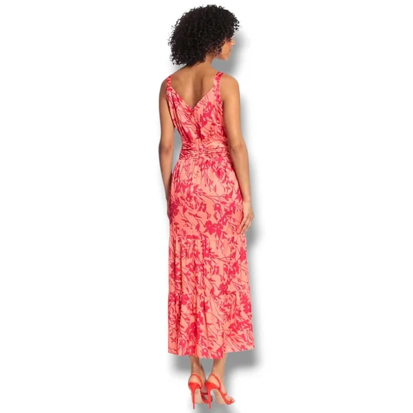 Maggie London Maxi -Satin Tiered Maxi Dress -Size 14- EUC $128 Retail - Picture 4 of 9